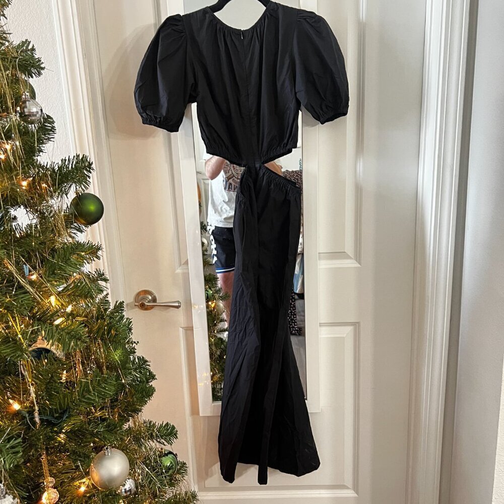 FAITHFULL THE BRAND Alessandria Cotton Midi-dress In Plain Black - Picture 7 of 7
